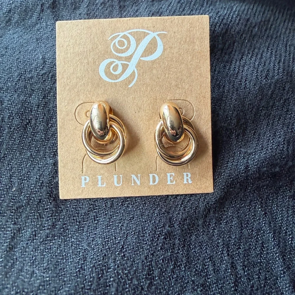 ‼️NWT Plunder Gold Double Hoop Earrings